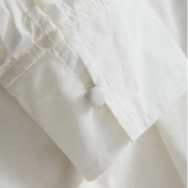 French Vintage Lace Lapel Cotton Shirt / Pure White / Free Size image 8