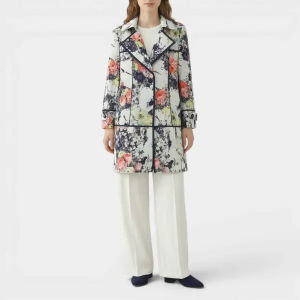 Mid‑Length Floral Printed Tencel Trench Coat image 5