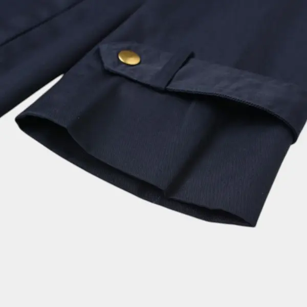 Navy Pinstripe Contrast Trench Coat image 9