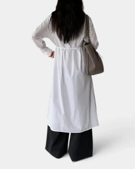 Long Shirt Dress with Belt – Relaxed Fit & Structured Design image 5