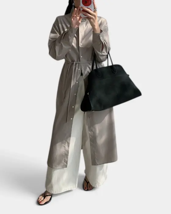 Long Shirt Dress with Belt – Relaxed Fit & Structured Design image 4