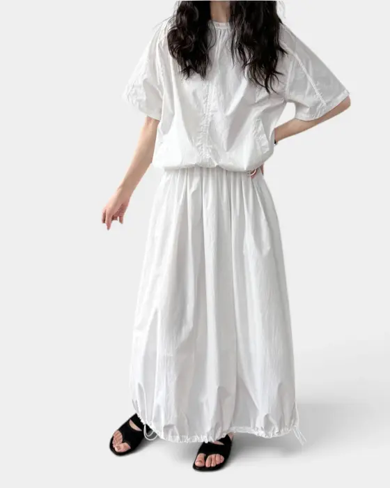 Two-Piece Summer Set – Short-Sleeved Top & Puffy Hem Skirt image 1