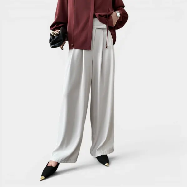 Wide-Leg Pleated Pants with Velcro High Waist image 4