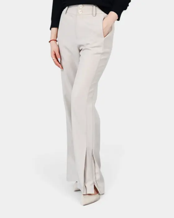 High-Waisted Pants with Side Slit and Zipper Detail image 4