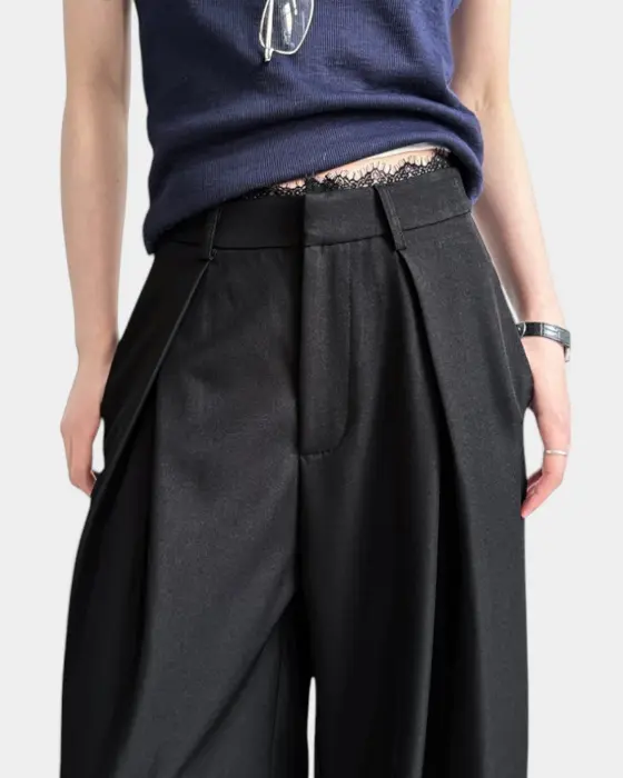 Tailored Pants with Lace Waist and Hidden Pockets image 3