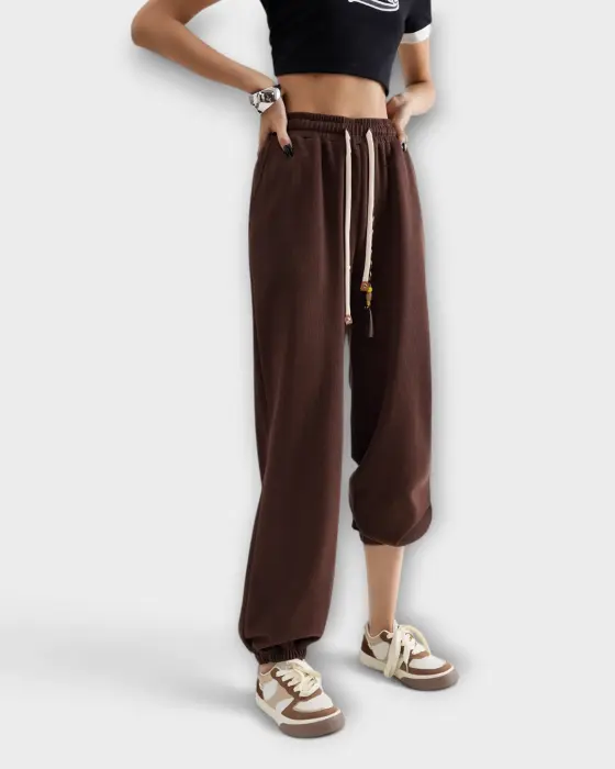 Relaxed Sweatpant with Braided Drawstrings and Metal Tips image 5