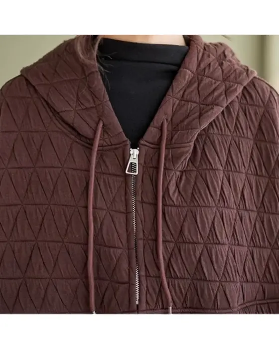 Textured Hooded  Dress / Brown / Free Size image 4