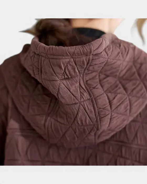 Textured Hooded  Dress / Brown / Free Size image 5