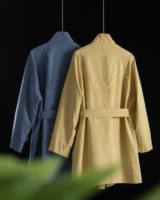 French Temperament Lash Lace Edge Trench Coat with Stand‑Up Collar  image 8