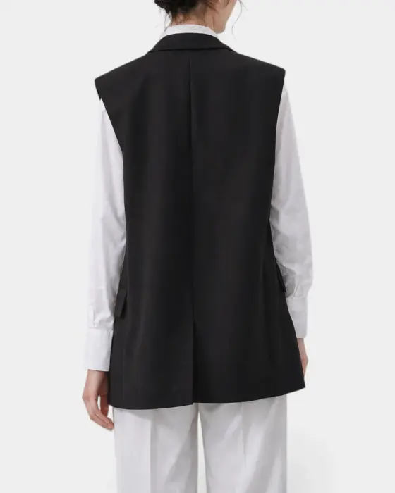 Mid‑Length Vest with Two Unique Buttons image 5