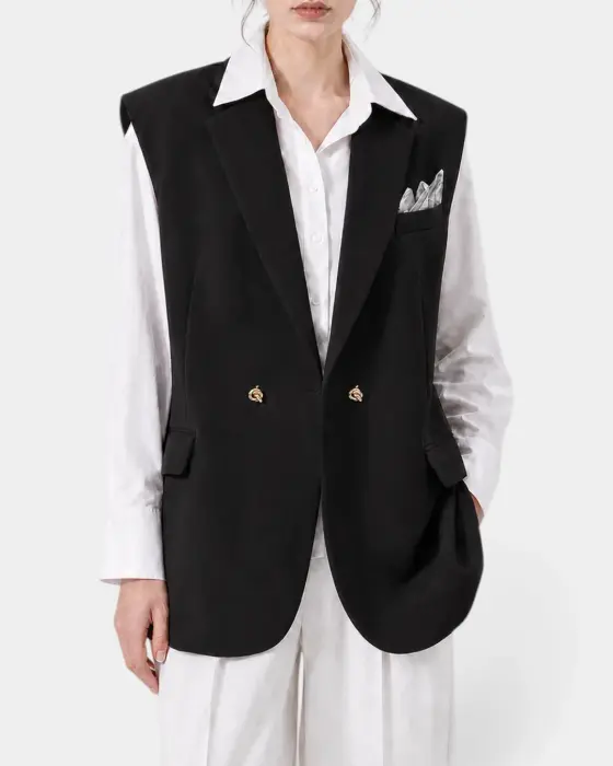 Mid‑Length Vest with Two Unique Buttons image 1