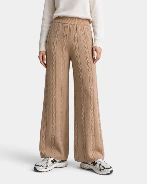 Striped Cable Knitted Trousers image 0