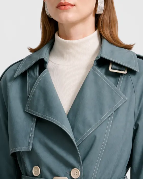 Double-Breasted Trench Coat with Belt image 5