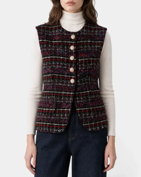 Tweed Vest with Gold Buttons image 0