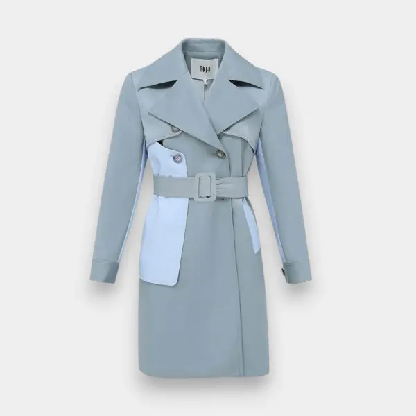 Trench Coat Contrast Color with Belt image 6