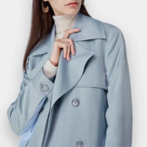 Trench Coat Contrast Color with Belt image 5