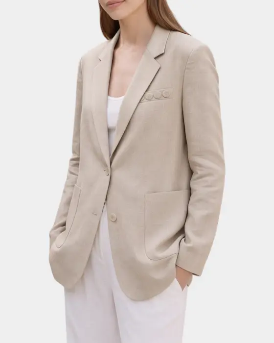 Fine Tencel & Linen Blazer – Soft Drape, Breathable Texture & Casual Loose Fit image 5