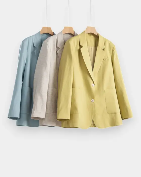 Fine Tencel & Linen Blazer – Soft Drape, Breathable Texture & Casual Loose Fit image 11