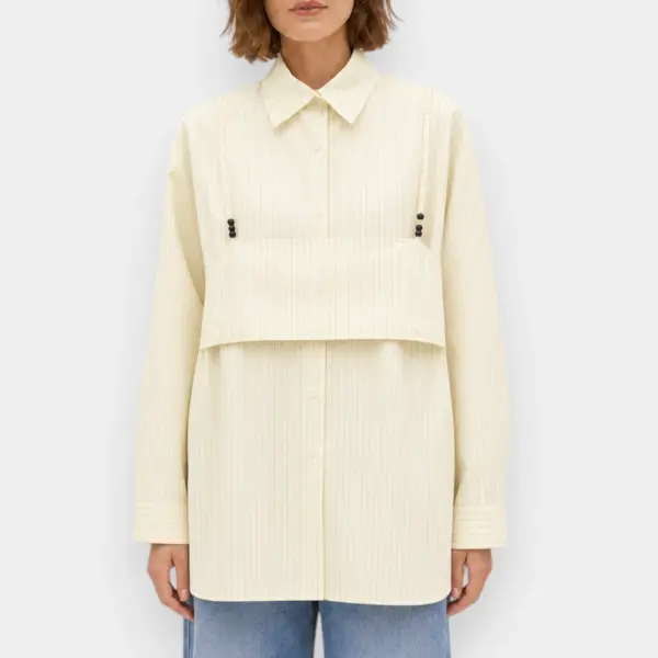 Cotton Striped Shirt with Removable Chest Panel image 2
