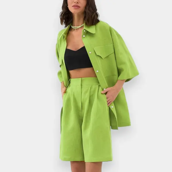 100% Linen Shirt With Short (Two Piece Set) image 2