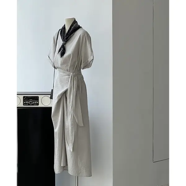Side-Knot Cotton Dress – Short Sleeves & Relaxed Waist image 3