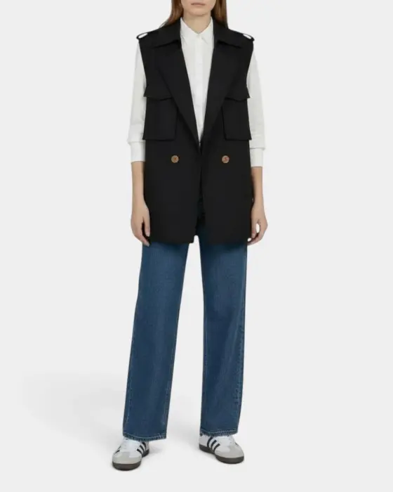 Sleeveless Utility Vest with Drawstring Waist image 2