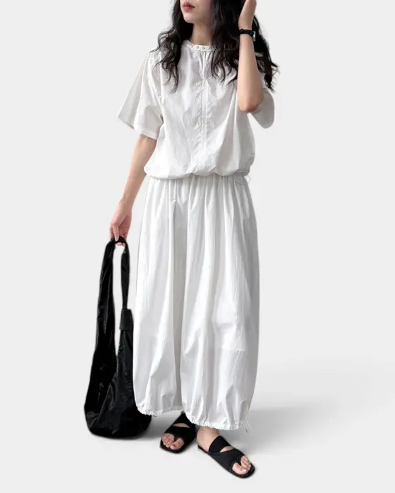 Two-Piece Summer Set – Short-Sleeved Top & Puffy Hem Skirt image 0