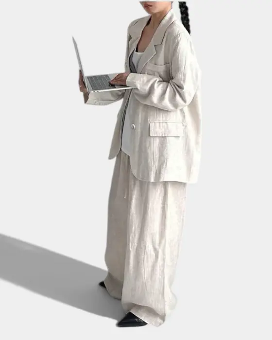 Tailored Fine Linen Suit with Relaxed Silhouette image 2