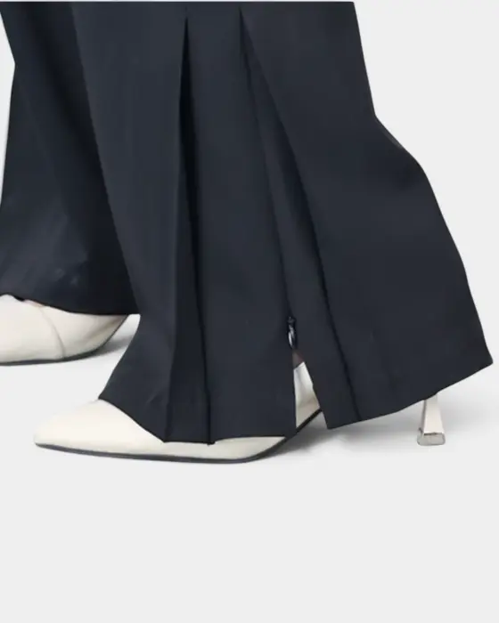 High-Waisted Pants with Side Slit and Zipper Detail image 7