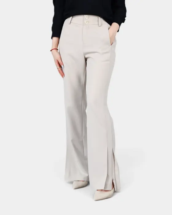 High-Waisted Pants with Side Slit and Zipper Detail image 0