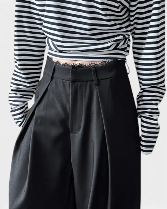 Tailored Pants with Lace Waist and Hidden Pockets image 4