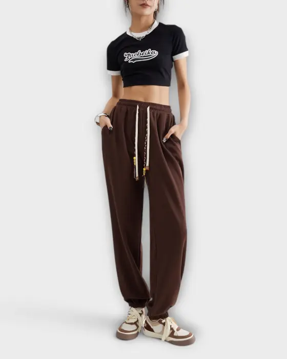 Relaxed Sweatpant with Braided Drawstrings and Metal Tips image 3
