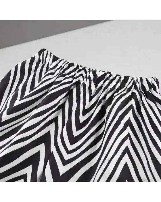 Geometric Striped Satin Pyjama Set image 5