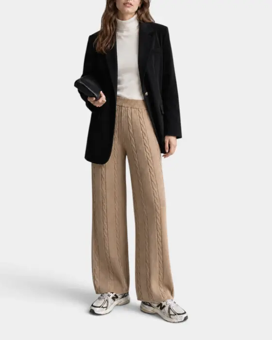 Striped Cable Knitted Trousers image 2
