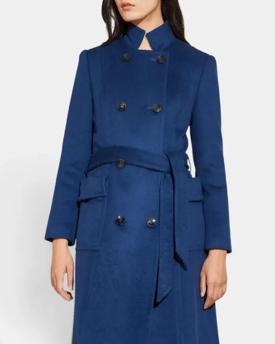 Double-Breasted Wool Blend Coat with Belt image 7