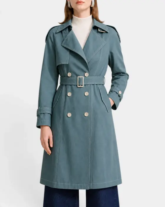 Double-Breasted Trench Coat with Belt image 0