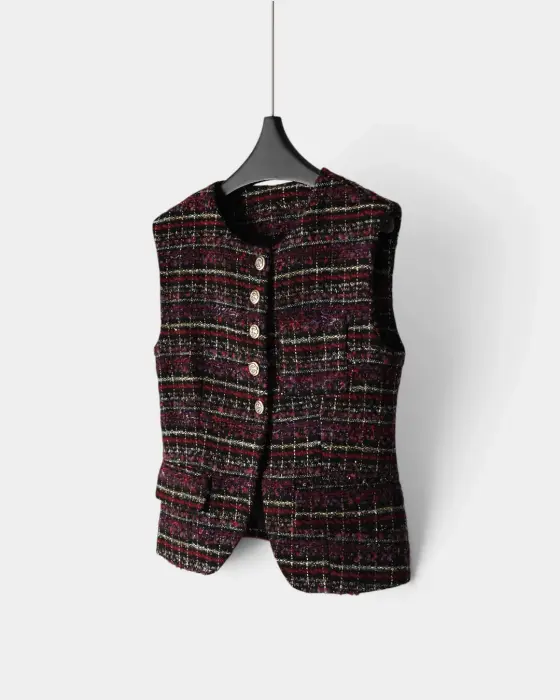Tweed Vest with Gold Buttons image 5