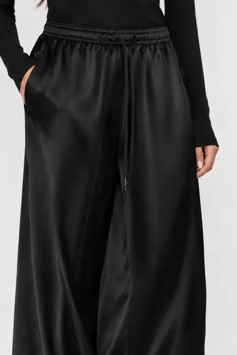 WOMEN SATIN PANTALON - BLACK-01 image 1