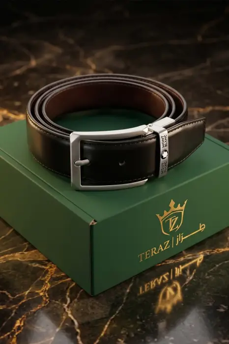 حزام جلد كلاسيك دبل فيس (أسود *بنى) image 0