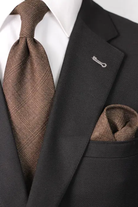 STRIPE Neckties BROWN 8.5 CM WOOL image 0