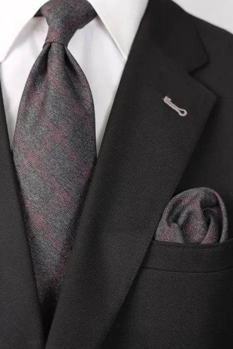 STRIPE Neckties GRAY 8.5 CM WOOL image 0