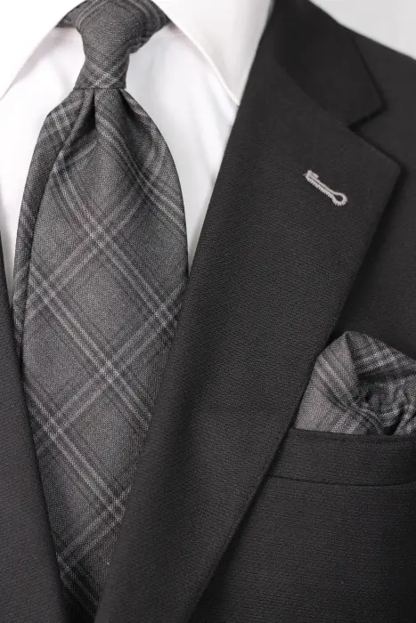 STRIPE Neckties GRAY 8.5 CM WOOL image 0