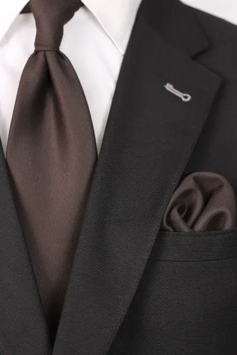 PLAIN Neckties BROWN 8.5 CM WOOL image 0