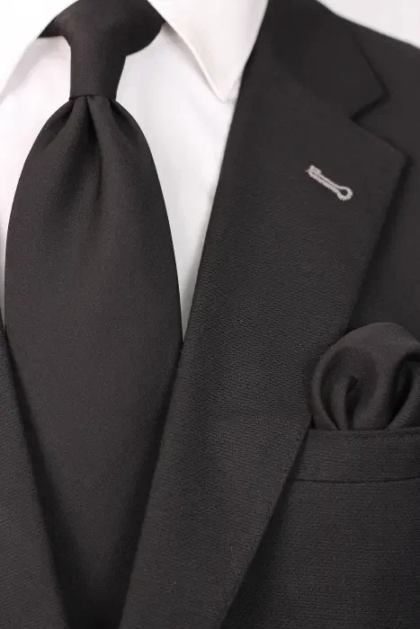 PLAIN Neckties BLACK 8.5 CM WOOL image 0