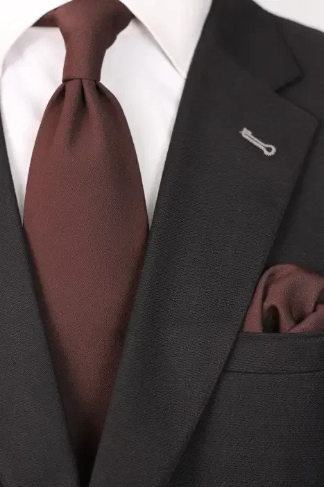PLAIN Neckties BROWN 8.5 CM WOOL image 0