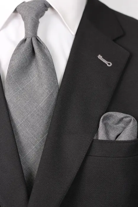 STRIPE Neckties SILVER 8.5 CM WOOL image 0