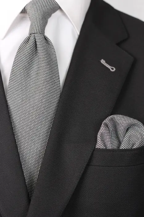 DOTTED Neckties SILVER 8.5 CM WOOL image 0