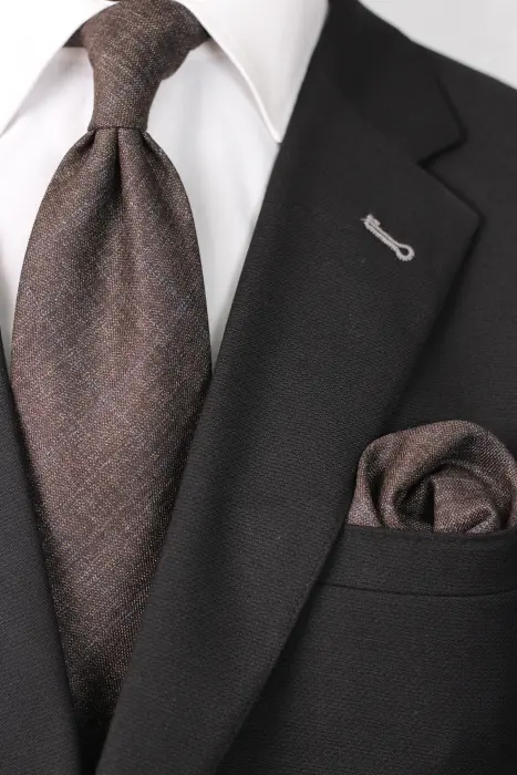 STRIPE Neckties BROWN 8.5 CM WOOL image 0