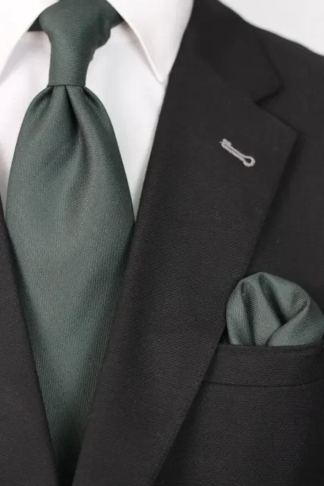 PLAIN Neckties DARK GREEN 8.5 CM WOOL image 0