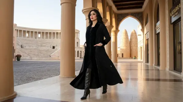 Winter abaya with black velvet and buttons in middle image 0